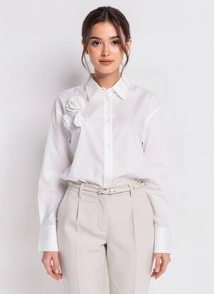 Chemisier tissage popeline manches longues blanc KAFFE femme