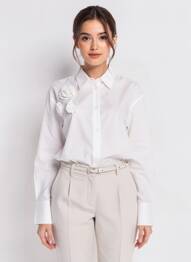 Chemisier tissage popeline manches longues blanc KAFFE femme