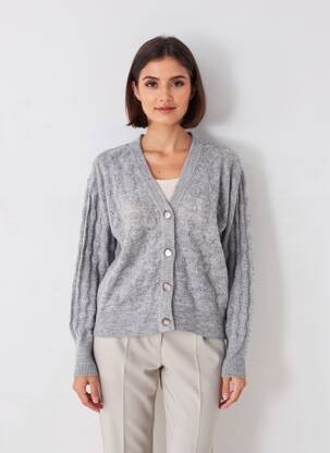 Gilet manches longues resserrée sur le bas gris KAFFE femme