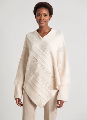Pull tunique tissage chiné manches longues beige CREAM femme