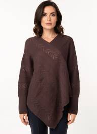 Pull tunique stretch manches longues marron CREAM femme