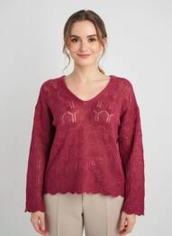 Pull maille ajourée manches longues violet L'ATELIER D'ANNA femme