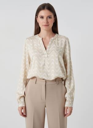 Blouse imprimé fantaisie manches longues beige KAFFE femme