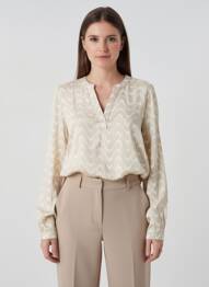Blouse imprimé fantaisie manches longues beige KAFFE femme