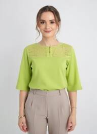 T-shirt manches 3/4 manches 3/4 vert AGATHE & LOUISE femme