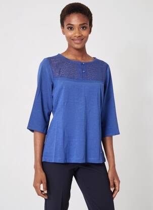 T-shirt manches 3/4 manches 3/4 bleu AGATHE & LOUISE femme