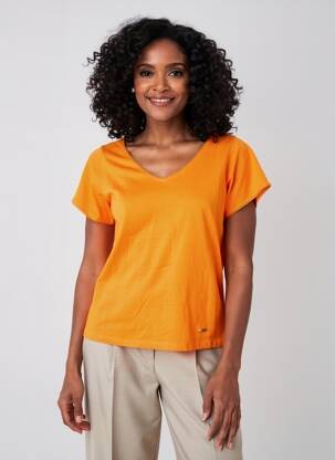 T-shirt col v manches courtes orange AGATHE & LOUISE femme