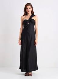 Robe longue sans manche sans manche noir MANGO femme