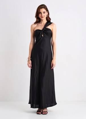 Robe longue sans manche sans manche noir MANGO femme