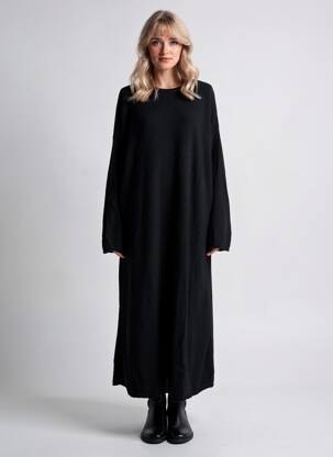 Robe pull stretch manches longues noir GOBI femme
