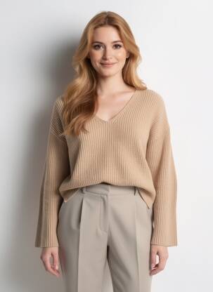 Pull col v manches longues beige TOTÊME femme