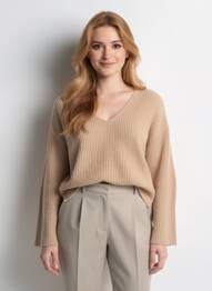 Pull col v manches longues beige TOTÊME femme