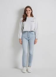 Sweat-shirt stretch manches longues gris ASOS femme