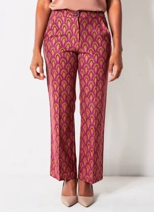 Pantalon droit stretch taille normale violet STUDIO 66 femme