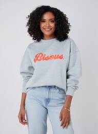 Sweat-shirt stretch manches longues gris SANS MARQUE femme