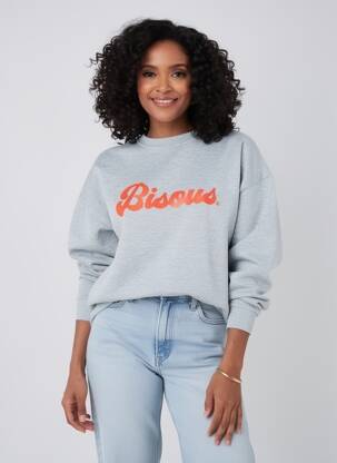 Sweat-shirt stretch manches longues gris SANS MARQUE femme