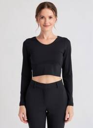 T-shirt manches longues manches longues noir SANS MARQUE femme