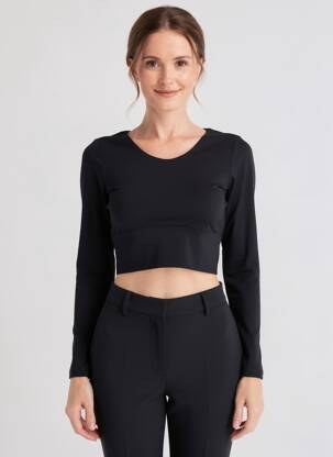 T-shirt manches longues manches longues noir SANS MARQUE femme