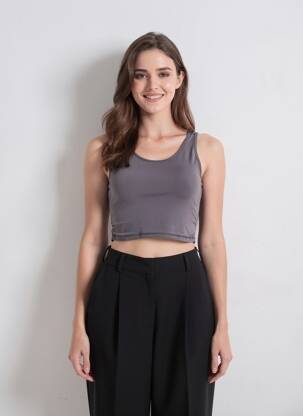 Débardeur sport multisport sans manche gris SANS MARQUE femme