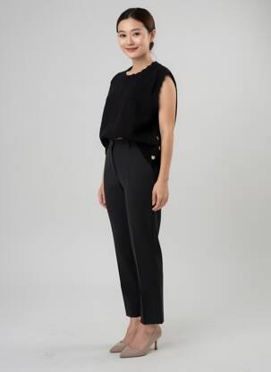 Pull tissage chiné sans manche noir C'EST BEAU LA VIE femme