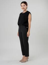 Pull tissage chiné sans manche noir C'EST BEAU LA VIE femme