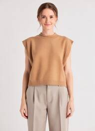 Pull coupe cintrée manches courtes beige C'EST BEAU LA VIE femme