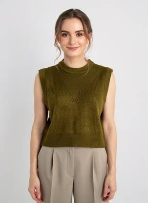 Pull stretch sans manche vert C'EST BEAU LA VIE femme