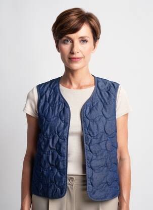 Gilet sans manche coupe droite bleu JULIE GUERLANDE femme