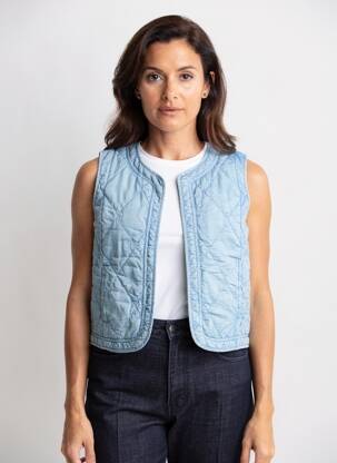 Gilet sans manche poches bleu C'EST BEAU LA VIE femme