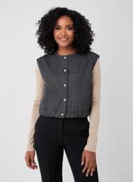 Gilet manches courtes fermeture boutonnée sur le devant gris C'EST BEAU LA VIE femme