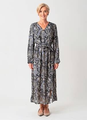 Robe longue manches longues manches longues bleu JULIE GUERLANDE femme