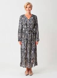 Robe longue manches longues manches longues bleu JULIE GUERLANDE femme