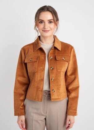 Veste casual tissage suedine orange C'EST BEAU LA VIE femme