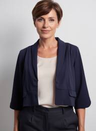 Veste casual col tailleur bleu JULIE GUERLANDE femme