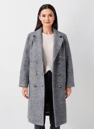 Manteau long coupe cintrée sans capuche gris C'EST BEAU LA VIE femme