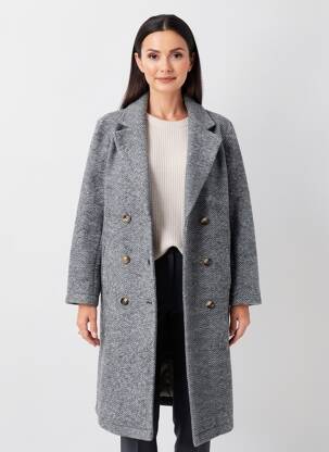 Manteau long coupe cintrée sans capuche gris C'EST BEAU LA VIE femme