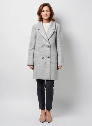 Manteau long coupe cintrée sans capuche gris JULIE GUERLANDE femme