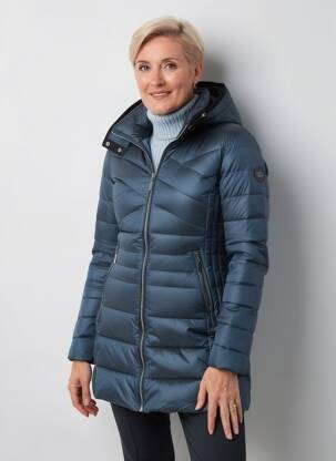 Doudoune poches a capuche bleu JULIE GUERLANDE femme