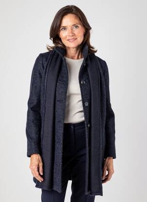 Manteau long coupe droite sans capuche bleu JULIE GUERLANDE femme