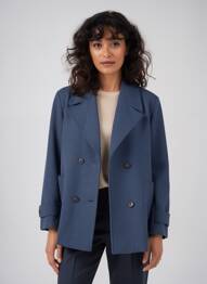 Manteau court coupe droite sans capuche bleu C'EST BEAU LA VIE femme