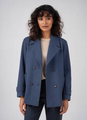 Manteau court coupe droite sans capuche bleu C'EST BEAU LA VIE femme