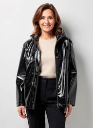 Imperméable manches longues a capuche noir JULIE GUERLANDE femme