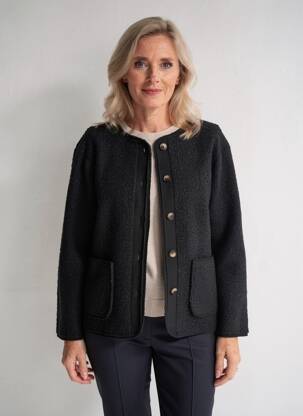 Veste casual col rond noir JULIE GUERLANDE femme