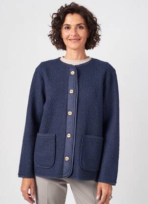 Veste casual col rond bleu JULIE GUERLANDE femme