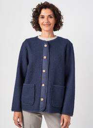 Veste casual col rond bleu JULIE GUERLANDE femme