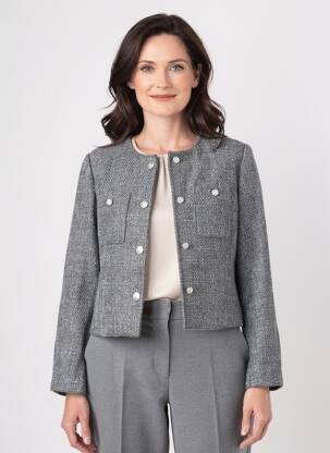 Veste casual col rond gris JULIE GUERLANDE femme