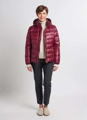 Doudoune manches longues a capuche violet JULIE GUERLANDE femme
