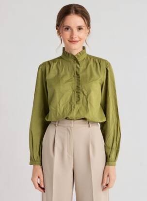 Chemisier coupe droite manches longues vert C'EST BEAU LA VIE femme
