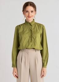 Chemisier coupe droite manches longues vert C'EST BEAU LA VIE femme