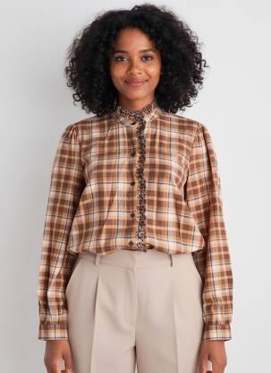 Chemisier coupe droite manches longues marron C'EST BEAU LA VIE femme
